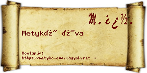 Metykó Éva névjegykártya